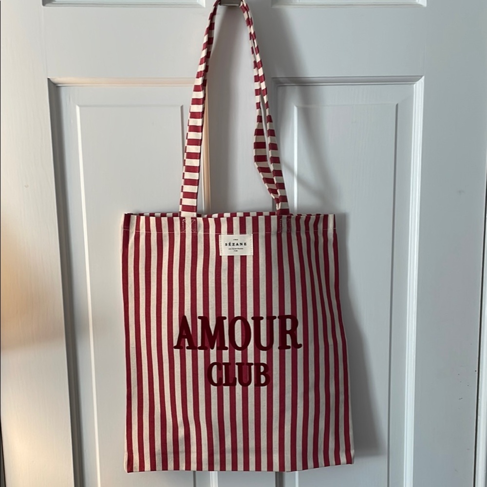 Sezane NEW classic Amour Club Striped Tote Bag <3